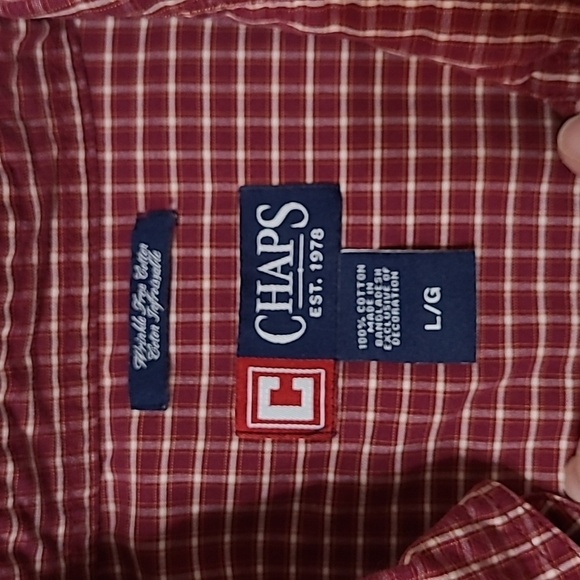 Chaps men's long-sleeved plaid button-up shirt size Large - Picture 3 of 5